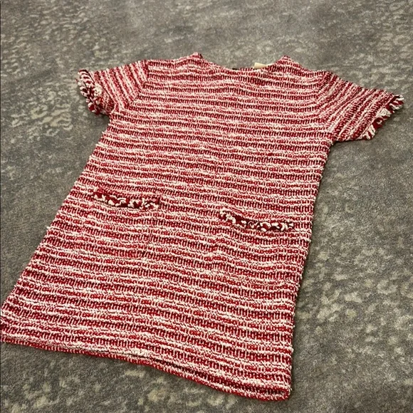 ZARA Red and White Striped Knit Dress KIDS SIZE 5 - Picture 2 of 6